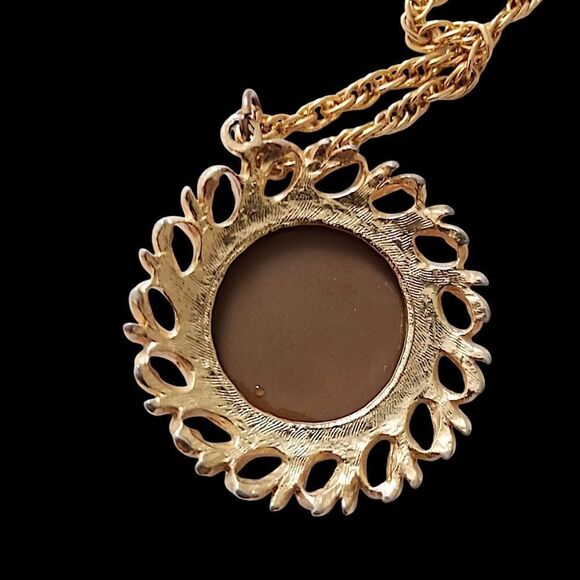 Vintage Comedy Tragedy Mask Necklace MCM Gold Tone Rhinestones Mardi Gras 70s - Picture 4 of 15